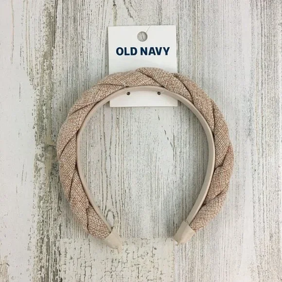 Old Navy Girls Natural Beige Brown Fabric Puffy Padded Headband NWT