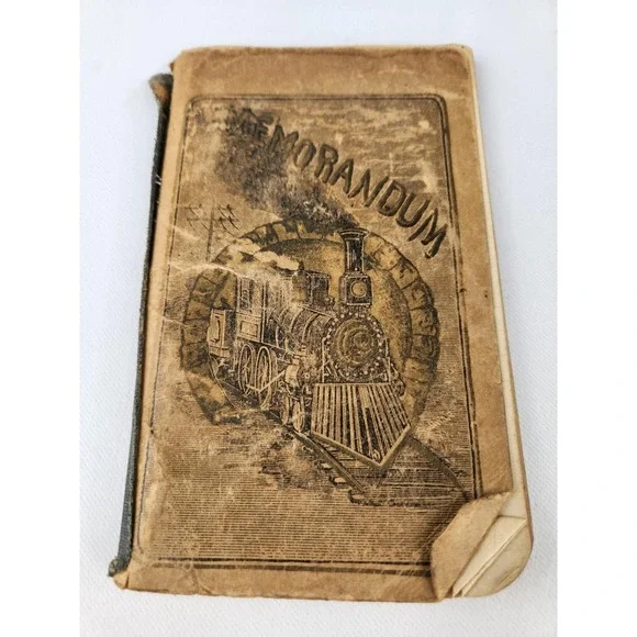 Antique Train memorandum Blank notebook Steam Engine Logbook Conductor Notes Vtg