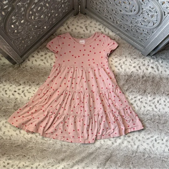 Hanna Andersson pink heart dress girls 5T feminine pastel girlhoodcore summer