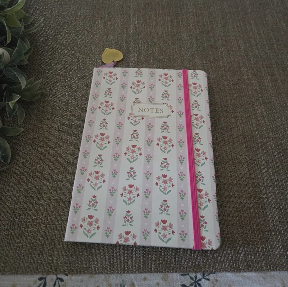Floral Stripe Notebook with Pink Band