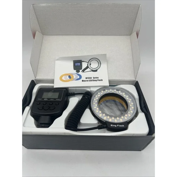 Neewer‎ 48 Macro LED Ring Flash W/ Power Control, Adapter Rings Diffusers R550