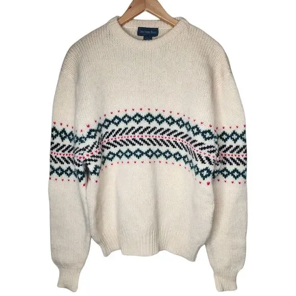 Vtg Christopher Hayes Wool Knit Sweater Fair Isle Nordic Intarsia Mens Large