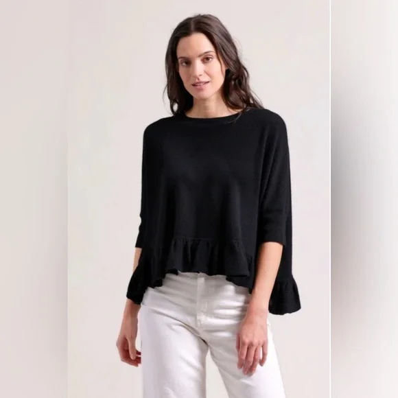 Minnie Rose Cashmere Cropped Oversized Crew
