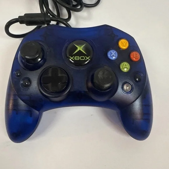 OEM OG Original Xbox Blue S Type Controller w/ Breakaway Cable Clean Tested
