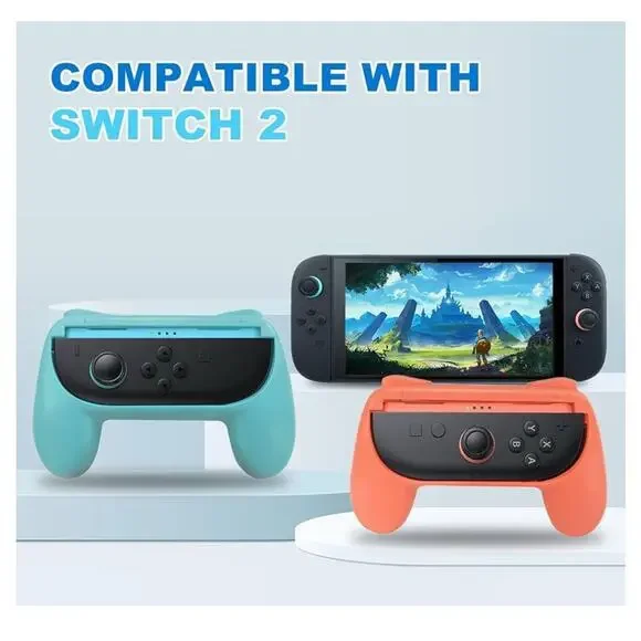 NIB JOY-PAD 2 Grips For Nintendo Switch 2 Controller, Anti-Slip, Blue/Orange