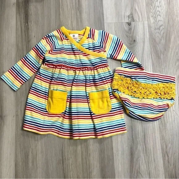 Hanna Andersson Dress Baby 3-6 Months Multicolor Striped Diaper Cover Bloomers