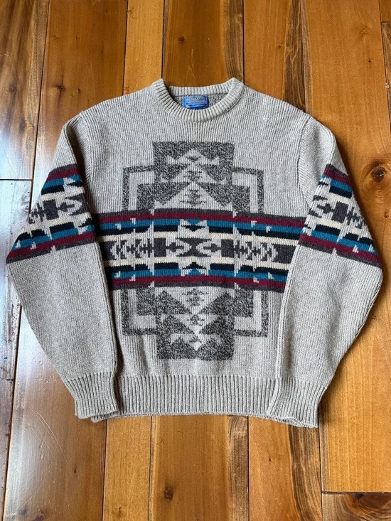 Vintage Pendleton Aztec Southwestern Pattern Wool Crewneck Sweater