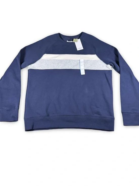 Goodfellow & Co Sweatshirt Navy Blue, White and Grey Stripe Men's Pullover Large