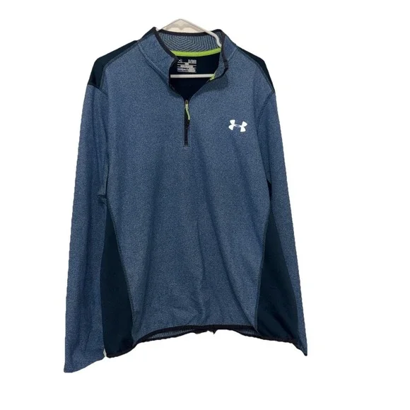 Under Armour Cold Gear Loose Fit Quarter Zip Mock Neck Teal Top Men's‎ XL
