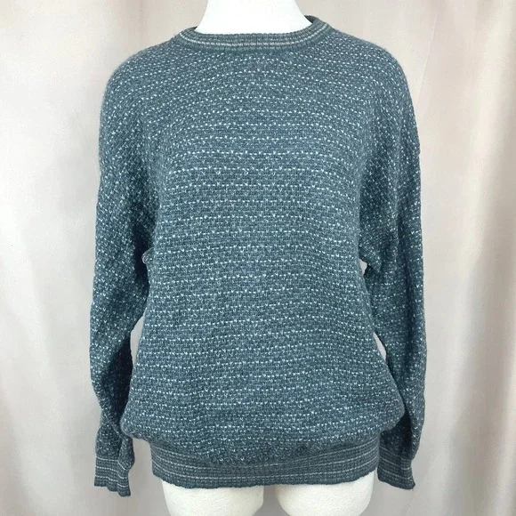 Vintage Mens (M/L) Alpaca Knit Sweater Blue Gray BERMAN Ski Grandpa Gorp‎ Cabin