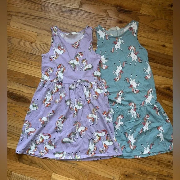 H&M Girls Unicorn Print Sleeveless Dresses  Size 8-10