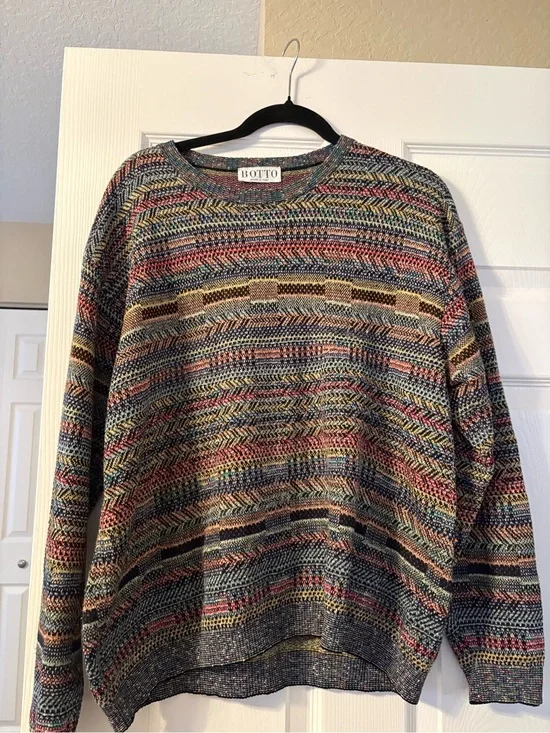 Botto Sweater Multicolor Men’s Striped Knit Crewneck Size M