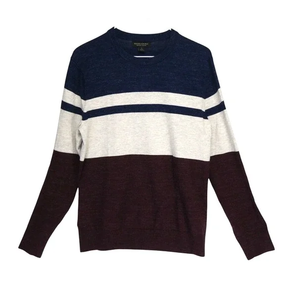 Banana Republic Crewneck Sweater Men S Organic Cotton Colorblock‎ Preppy Striped