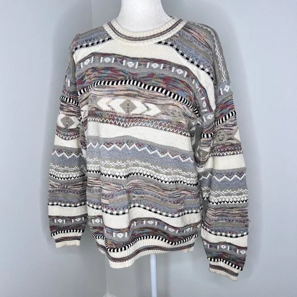 Vintage Coogi Style Grandpa Crew Neck Knit Sweater M