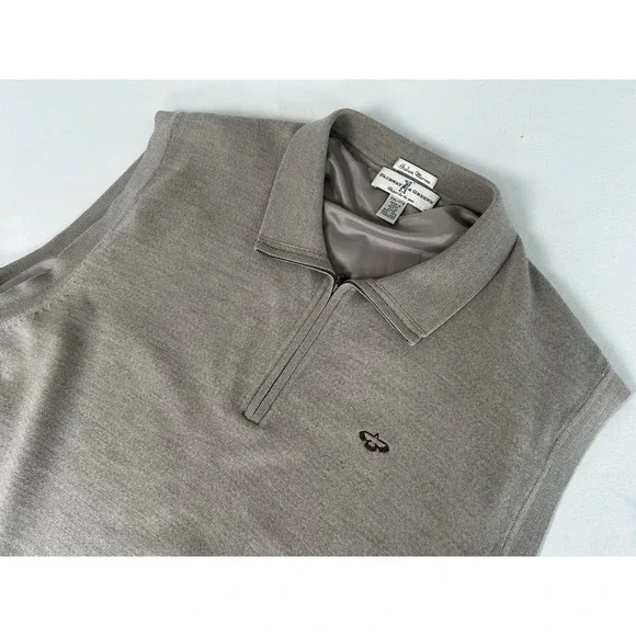Fairway & Greene Sweater Vest Men's 2XL XXL Italian Merino‎ Wool Brown 1/4 Zip