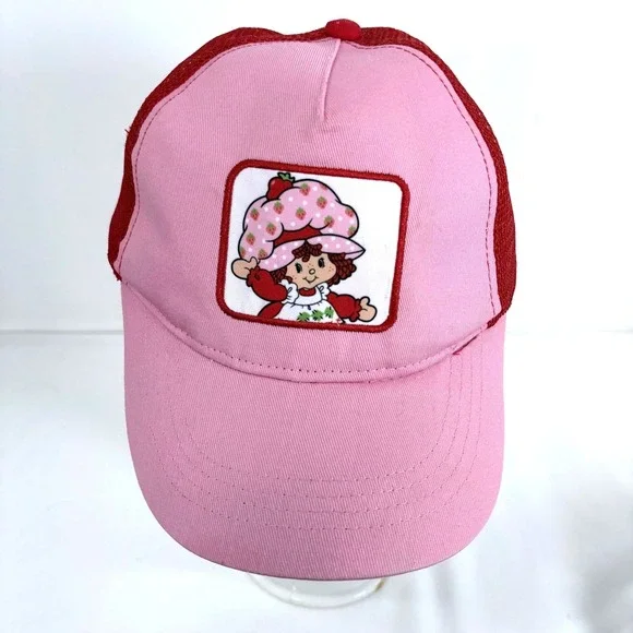Strawberry Shortcake Trucker Hat Pink Red Mesh Snapback Cap Adult‎ Sz Adjustable