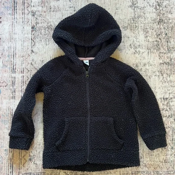 Old Navy Black Cozy Sherpa Hoodie girls xs