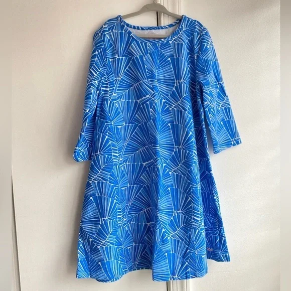 Vineyard Vines Blue Geometric Pattern Dress small 7/8