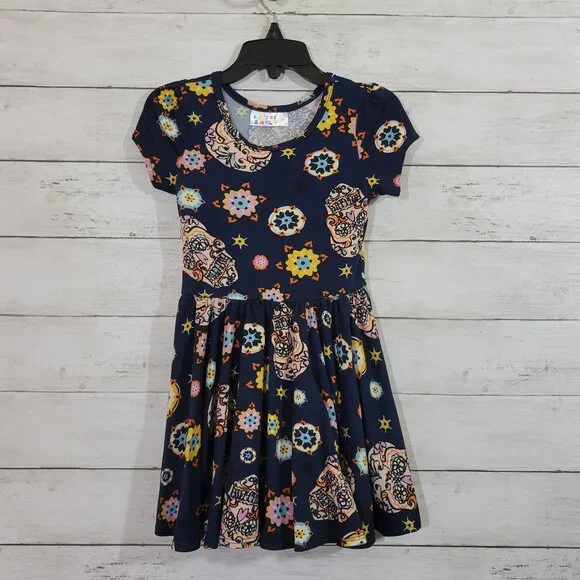 Dot Dot Smile Blue Sugar‎ Skull Baby Girl Toddler Kids Dress Spring Size 2T