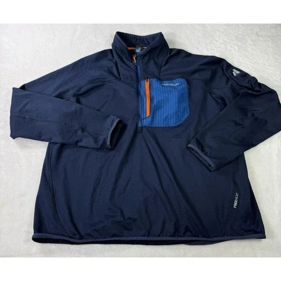 Eddie Bauer Pullover‎ First Ascent Men's 2XL Blue 1/4 Zip FreeHeat Waffle Knit
