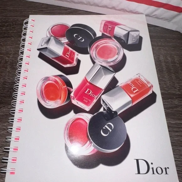 Dior Beauty Limited Edition Spiral Notebook Pink Orange‎ Red Colored Pages VIP