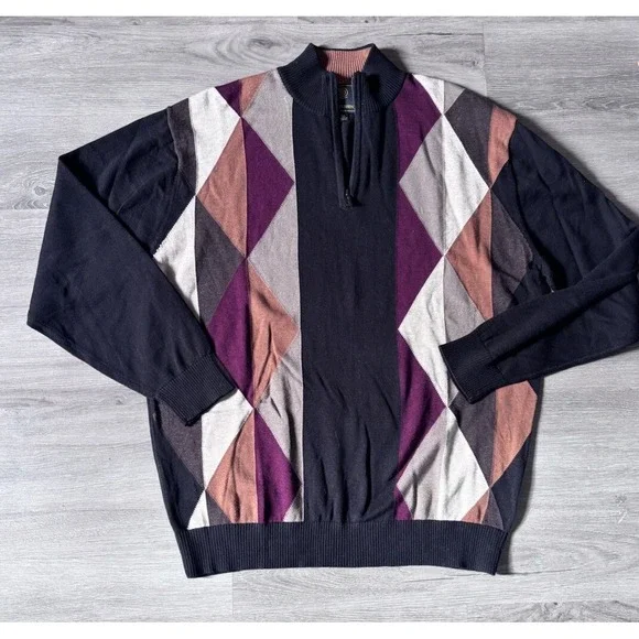 Vintage F/X Fusion Cosby Sweater Abstract Crew SZ‎ XL- 1/4 Zip
