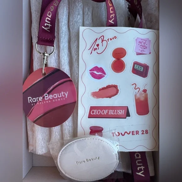 NWT Rare Beauty Event Laynard Compact Mirror Toni Bravo Stickers Bundle