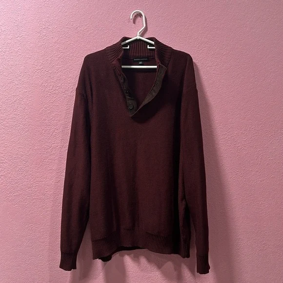 TRICOTS ST RAPHAEL Men’s Burgundy 3/4 Button Up Sweater Size 2XLT