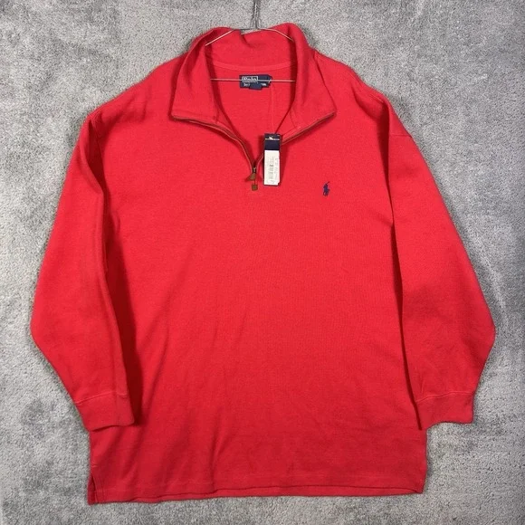 Polo Ralph Lauren Sweater Men 4XB Vintage 1/4 Zip Pullover Cotton Knit Deadstock