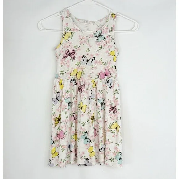 H&M Girls Sun Dress Size 6-8 Years Butterfly And Flowers