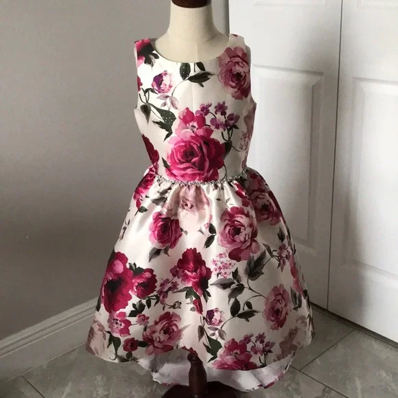 RARE EDITIONS Girls Flowers Sprinkles Hi-Low Flare Special Occasions Dre…