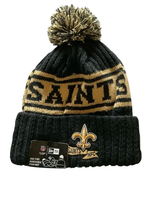 🏈 New Orleans Saints Black & Gold Pom Beanie - Official NFL Knit Hat