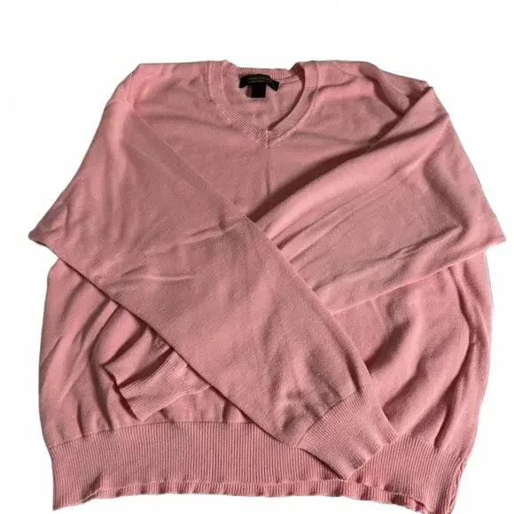Vintage BROOKS BROTHERS 100% COTTON Pink V‎ Neck Sweater Mens XL Made in USA
