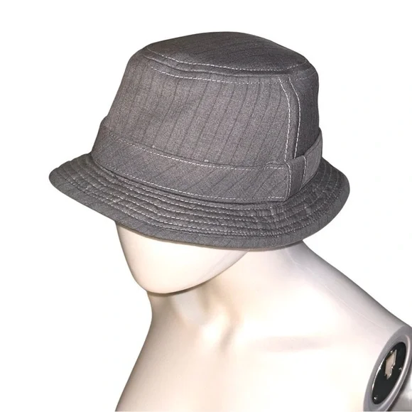 Vintage Goorin Brothers Grey Pinstriped Retro Bucket Hat