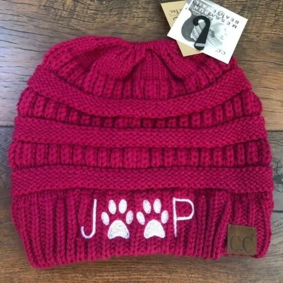 Jeep Paw Print‎ Pony Tail Messy Bun Beanie