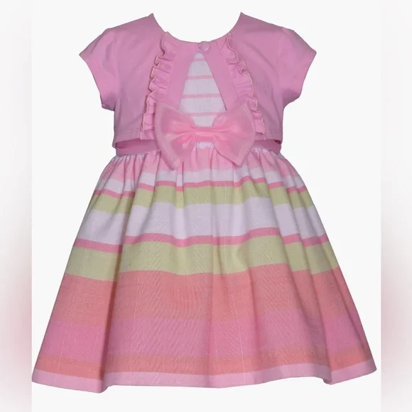 Iris & Ivy Stripe Sleeveless Dress & Cardigan Sweater Set. 24 months.