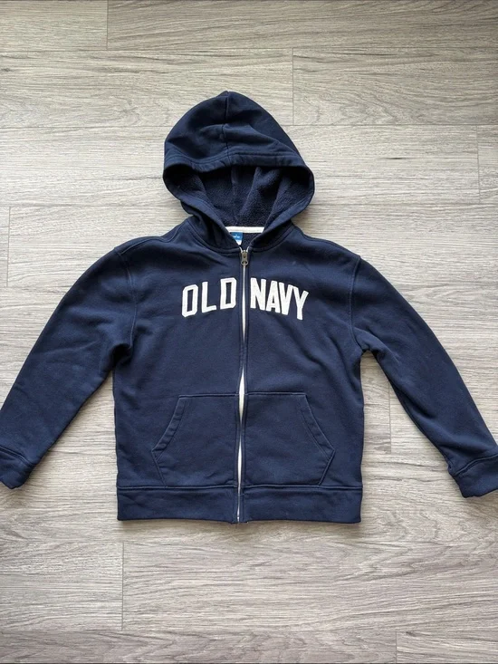 Old Navy Boys' Navy Zip-Up Hooded Sweatshirt Size L
