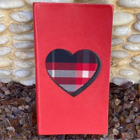Upcycled Burberry Nova Check Plaid Heart Red Notebook Daily Planner