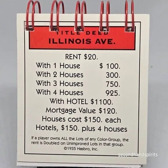 Hand-Assembled Monopoly-Themed Mini Journal -Illinois Ave