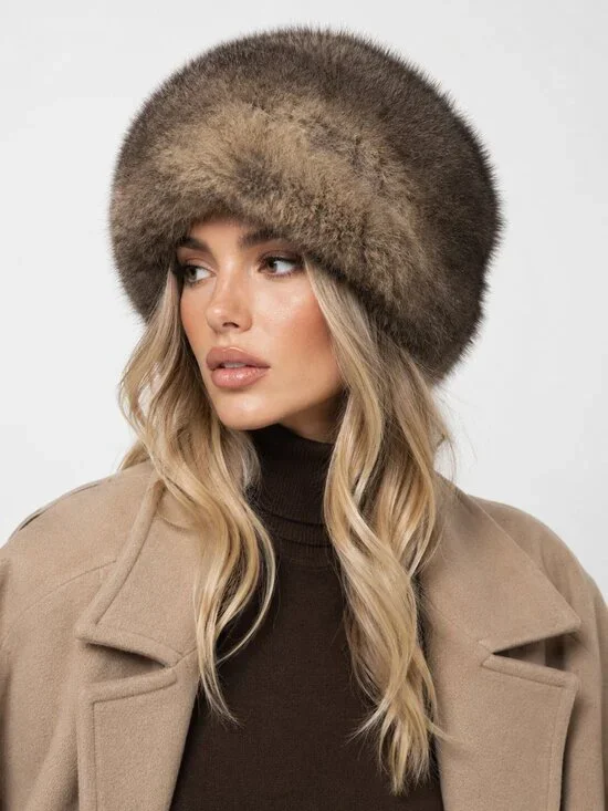 Vintage 50s MARCHE Exclusive Russian Genuine Fur Brown Hat