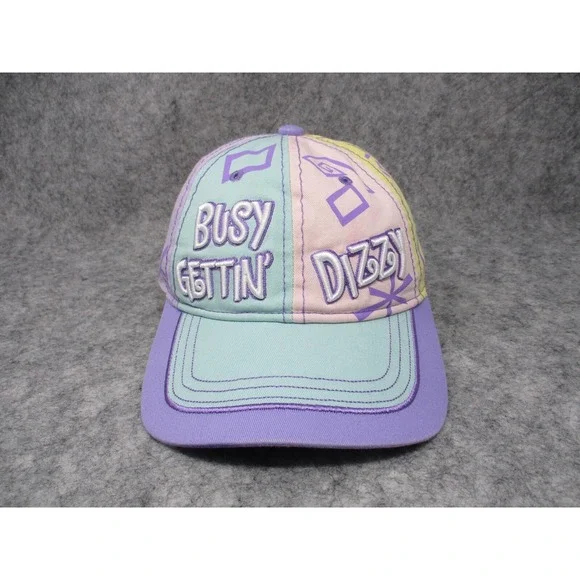 Disney Hat Cap Strap Back Womens Blue Purple Busy Gettin Dizzy Alice Wonderland