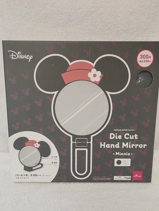 Disney Minnie Die Cut Hand Mirror in Gray And Red