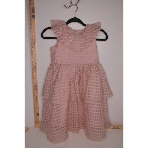 Hanna Andersson Pink Plaid Tiered Ruffle Collar Dress Size‎ 8