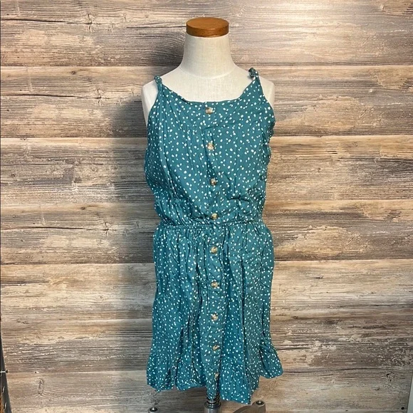 Abercrombie Kids Teal Polka Dot Sundress Size 15/16 EUC