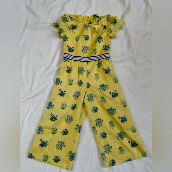 NWOT Janie and Jack Yellow with Purple Floral Patterned Jumpsuit