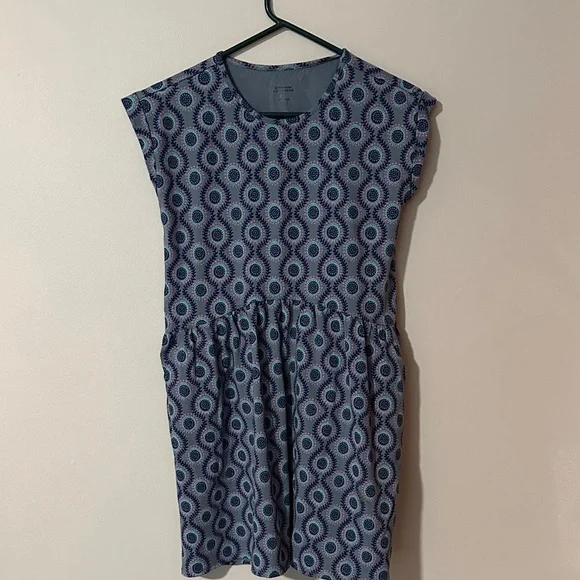 Garnet Hill Kids‎ girls organic cotton Blue Patterned Dress size XL green cotton
