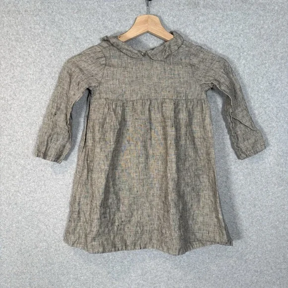 LA petite alice dress girls 2-3 years linen gray mini