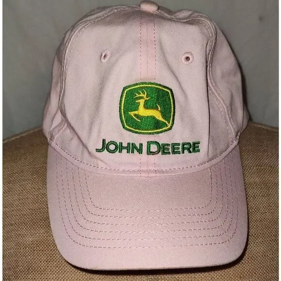 JOHN DEERE Pink Cap/hat. Adjustable with some stains