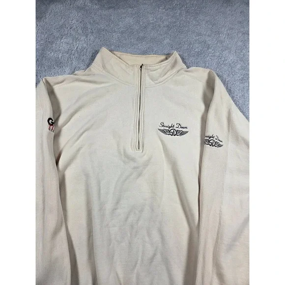 Straight Down Quarter‎ Zip XXL Cream Mens Golf Tips Magazine Ribbed Pullover
