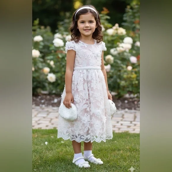 Rare Editions Gold and Pink Ruffled Tiered Dress